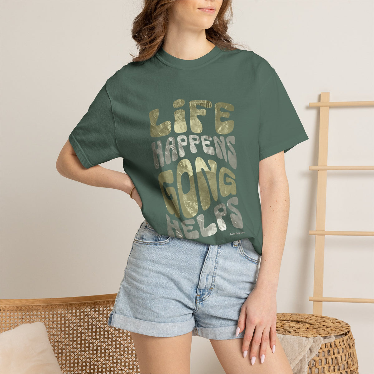 LIFE HAPPENS GONG HELPS (CC Unisex tee)